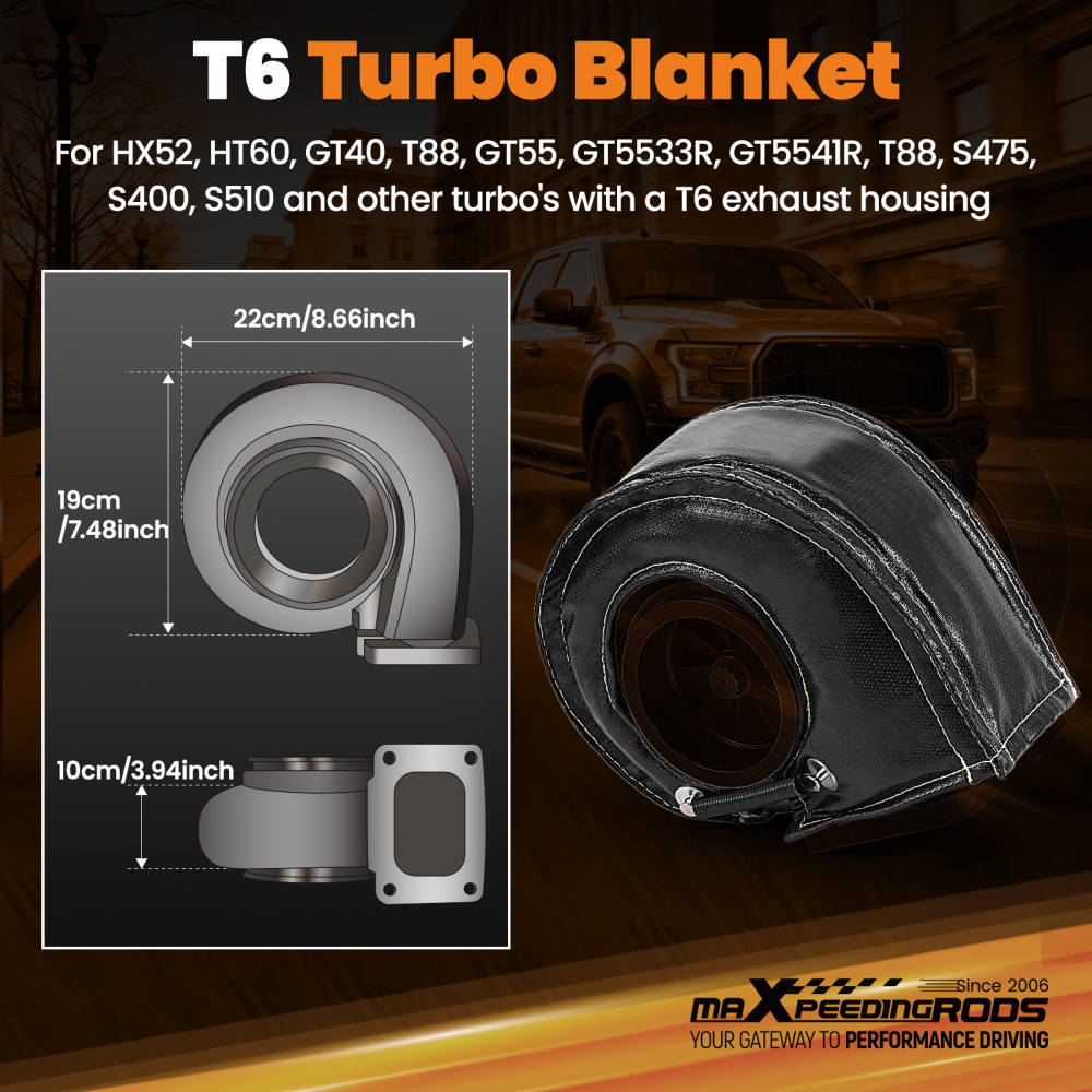Turbo Blanket for T6 Turbo HX52 GT40 GT5533R T88 S400 S510 500°C