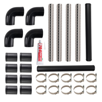Universal 2.5 Intercooler Pipe Kit 63.5mm Flexible Pipes Silicone Hoses T Clamp