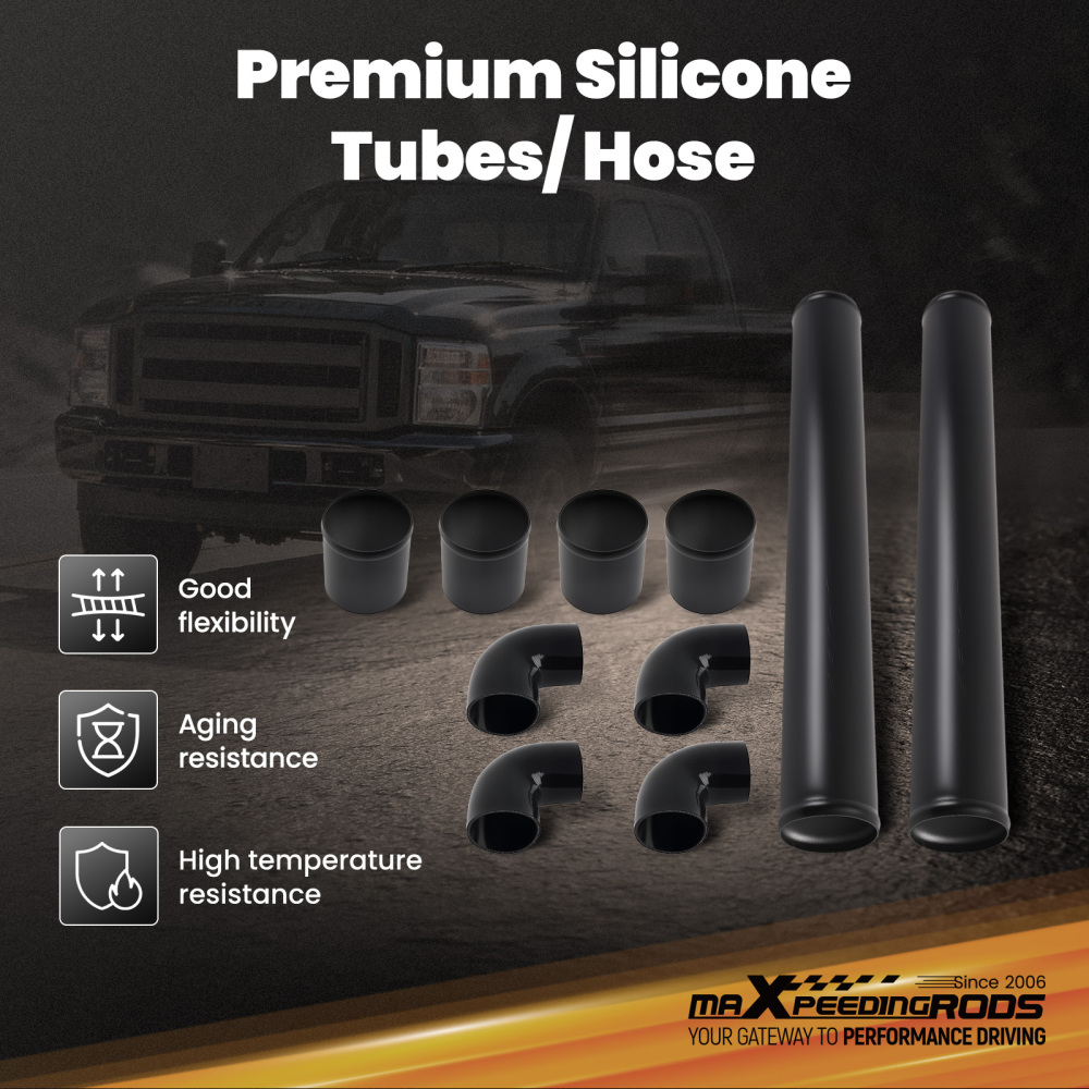 3 Inch Universal Intercooler Pipe Set With Flexible Tubes Silicone Hoses Clamps