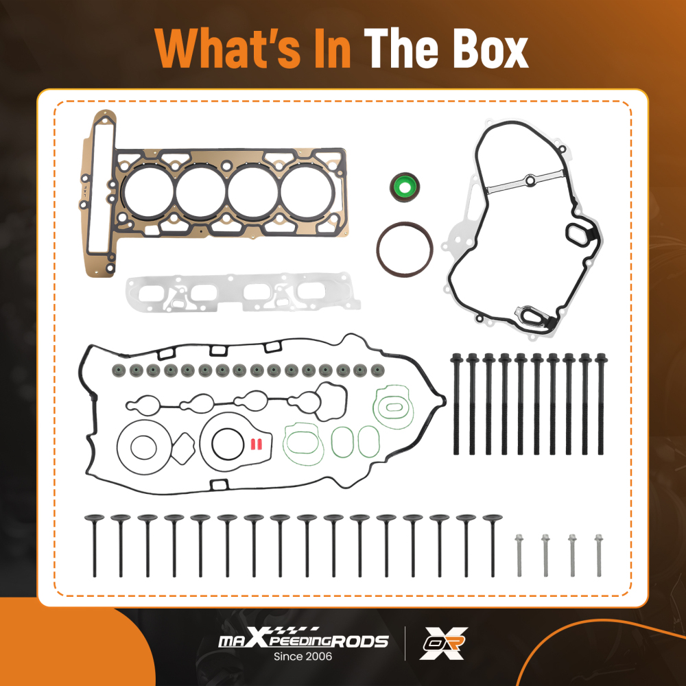 Head GasketIntake Exhaust ValvesBolts Set compatible for Chevy Equinox 2.4L 2010-2013