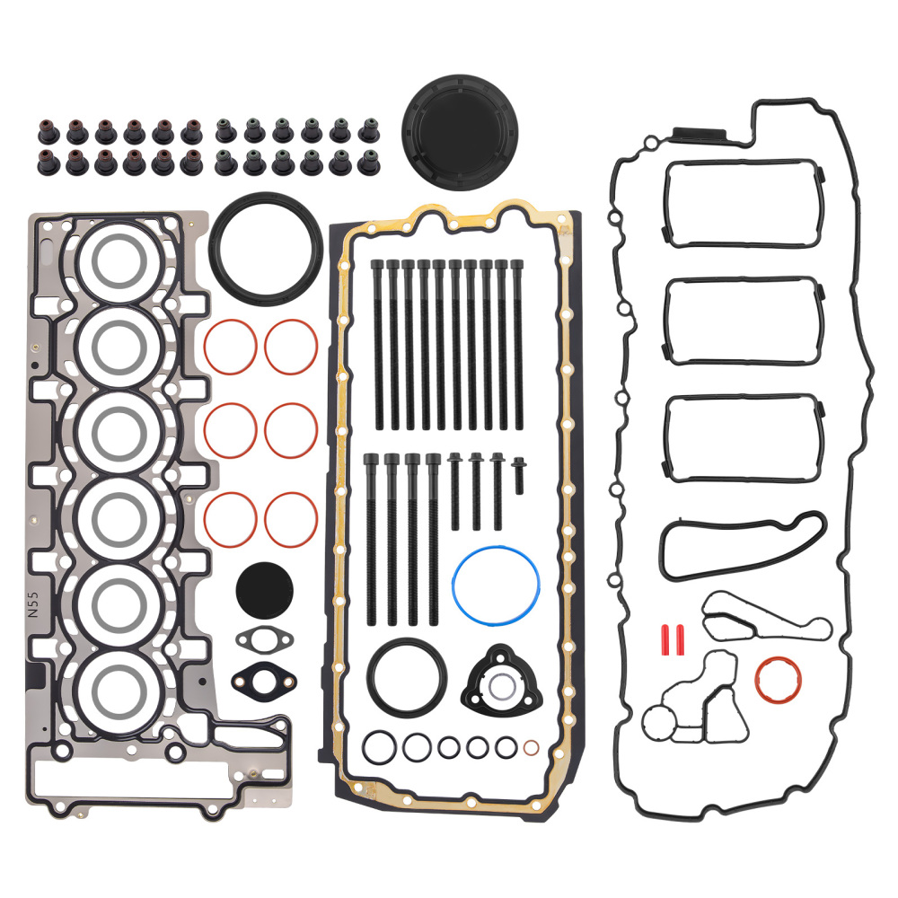 Engine Rebuild Gasket Seals Kit w/ Head Bolts compatible for BMW X5 X6 E90 3.0T 021000203