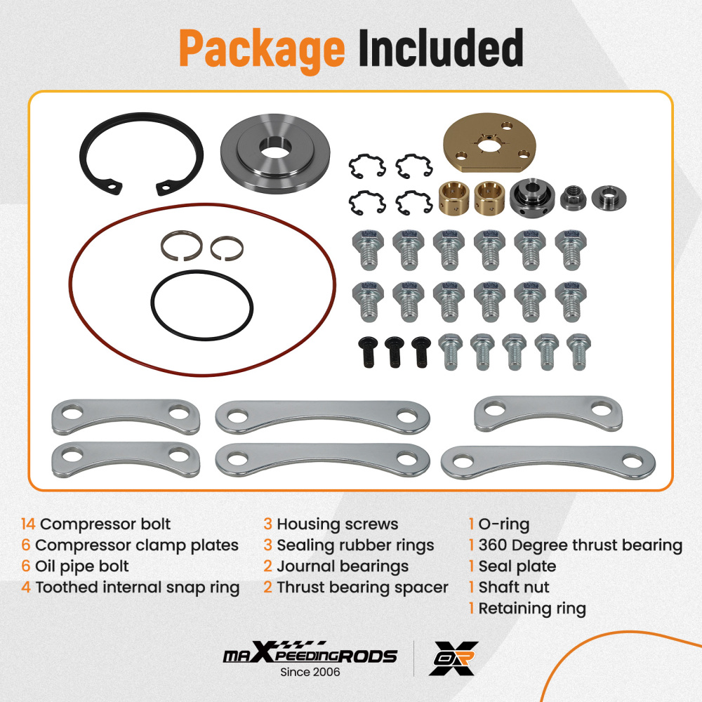 Turbo Rebuild Kit for GT35 GT3582 Thrust Bearing Compressor Clamps Complete
