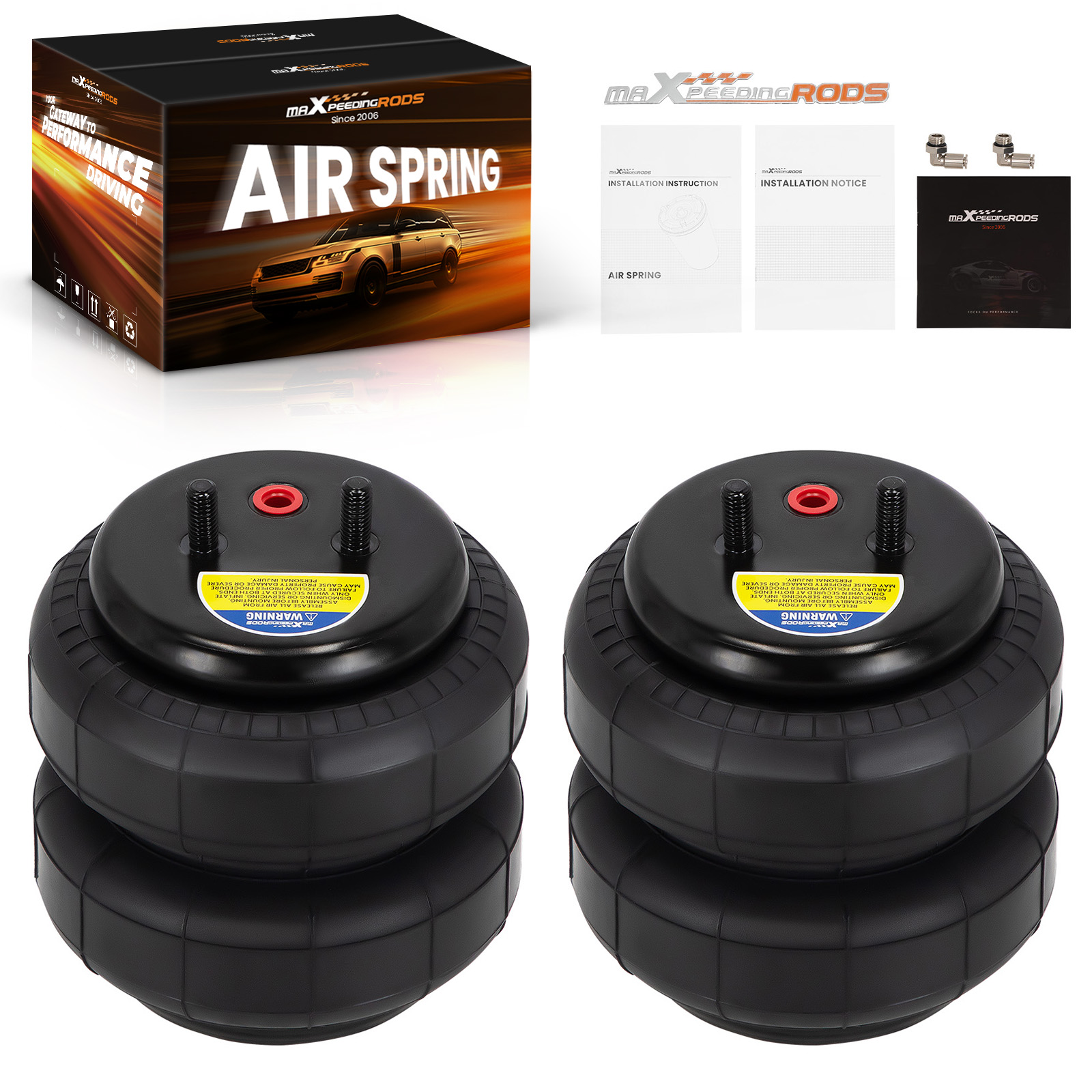 2X 2500 LBS Universal Air Suspension Bag for Truck Van Towing Sping Helper Kit-image-SB-FC2500-NLCX2