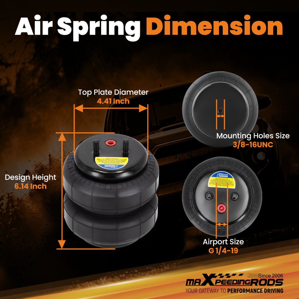 2x Universal 2500lbs Air Spring Bags compatible for Ford F-150/F-250/F-350 W21-760-6781