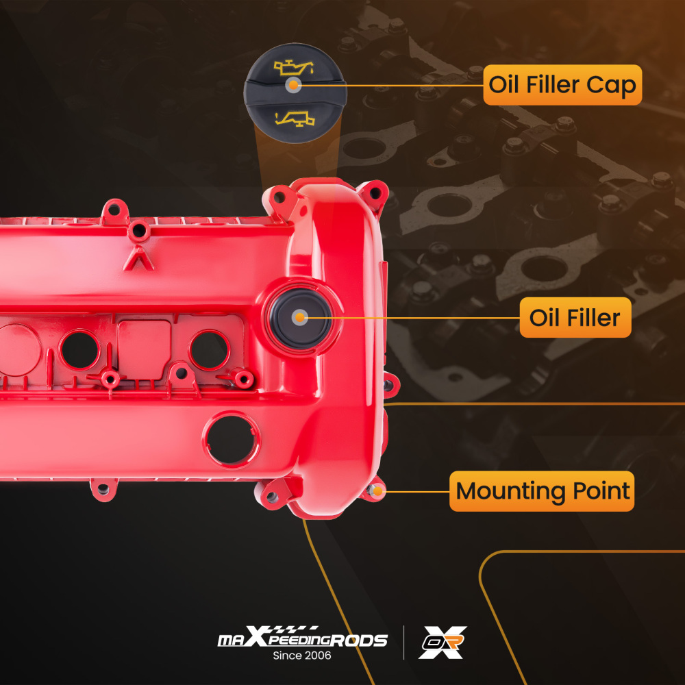 Aluminum Valve Cover Kit compatible for Mazda 3 2.0L 2.3L L4 DOHC 2006-2009 L3N510210C