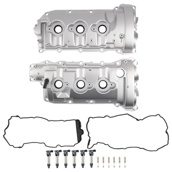 Engine Valve Cover+6 Ignition Coils compatible for Chevrolet Camaro/Traverse 3.6L V6