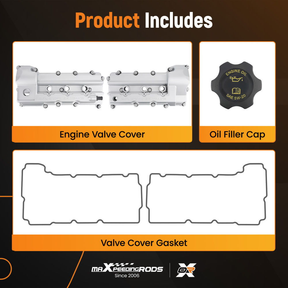 LeftRight Aluminum Valve Cover Set compatible for Chrysler Sebring 300 compatible for Dodge 2.7L 07-10