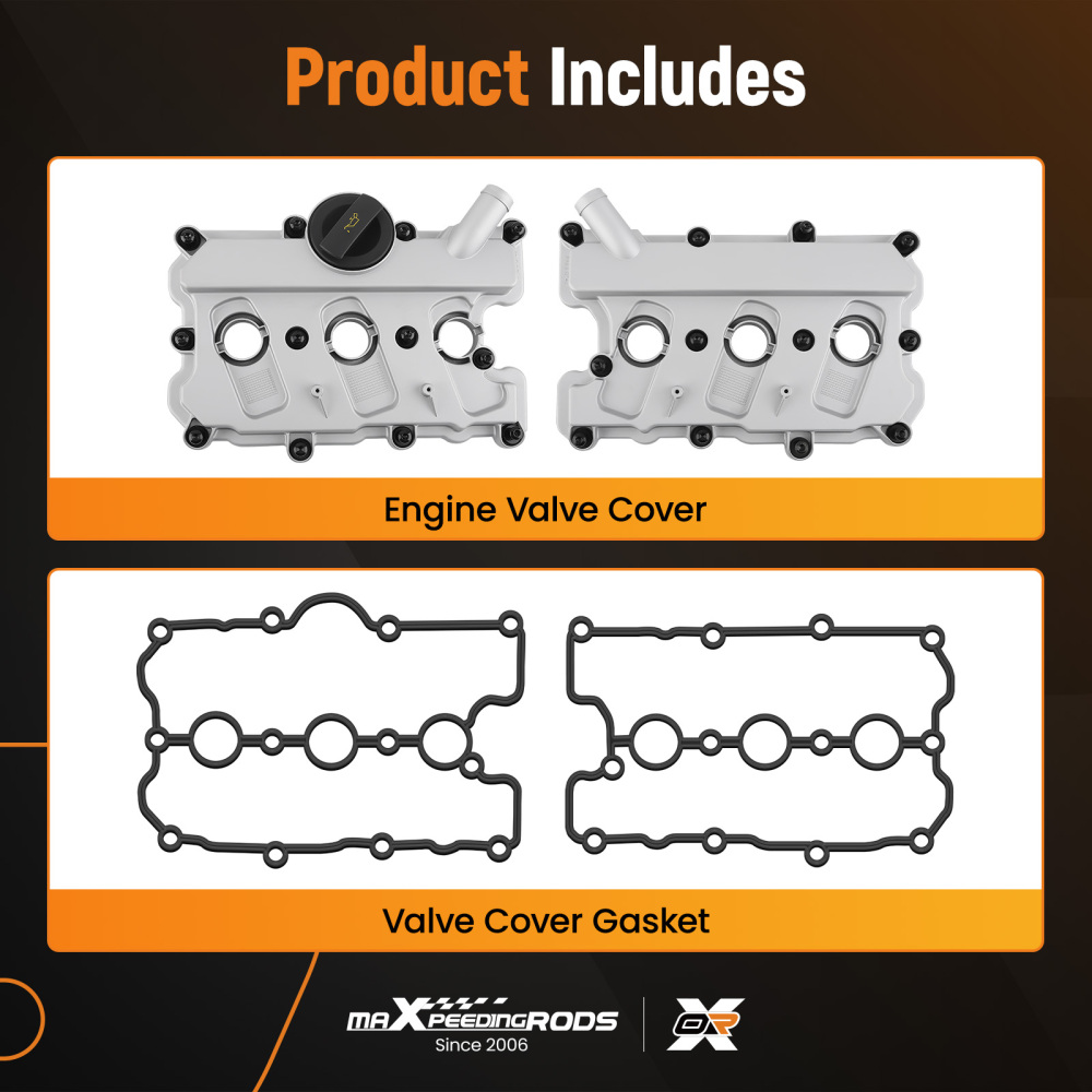Plastic Valve Cover w/Gasket Gasket compatible for Audi A4 A5 A6 Quattro compatible for VW Touareg V6 3.0L