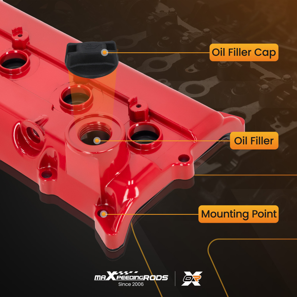 Upgraded Aluminum Valve Cover Red compatible for Nissan Sentra SE-R Altima 2.5L 2002-2006