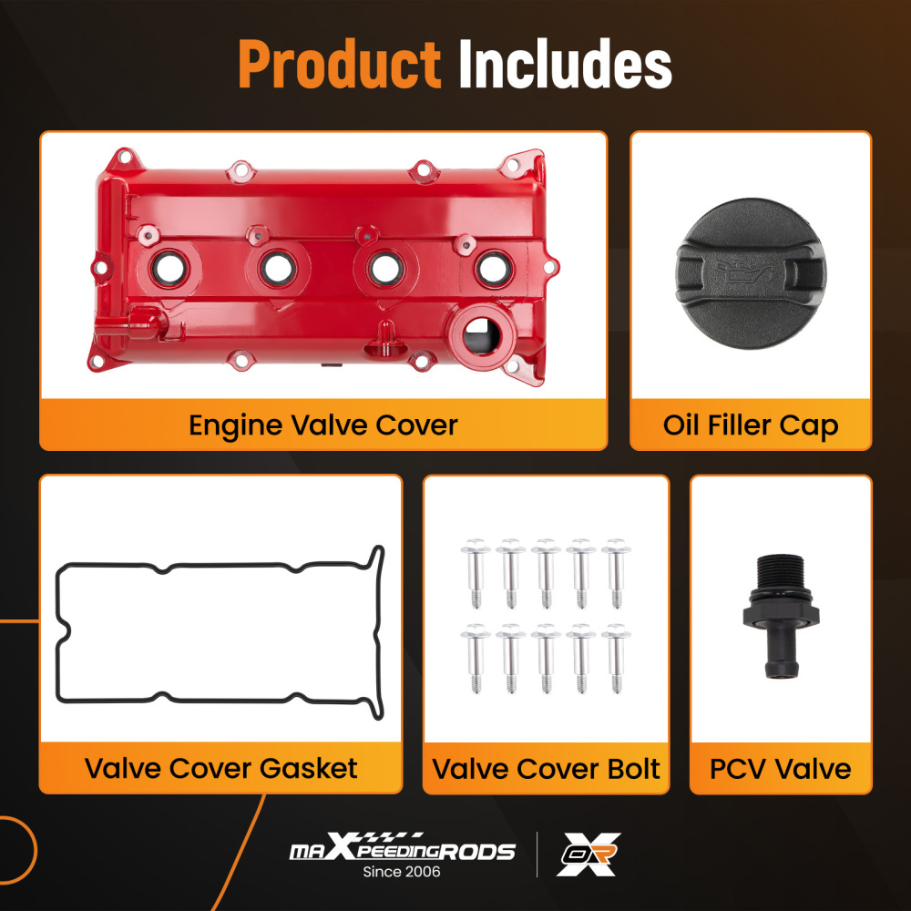 Upgraded Aluminum Valve Cover Red compatible for Nissan Sentra SE-R Altima 2.5L 2002-2006