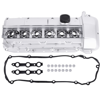 Aluminum Engine Valve Cover + Gasket compatible for BMW M54 E46 325Ci 325i 330i 525i X3 X5