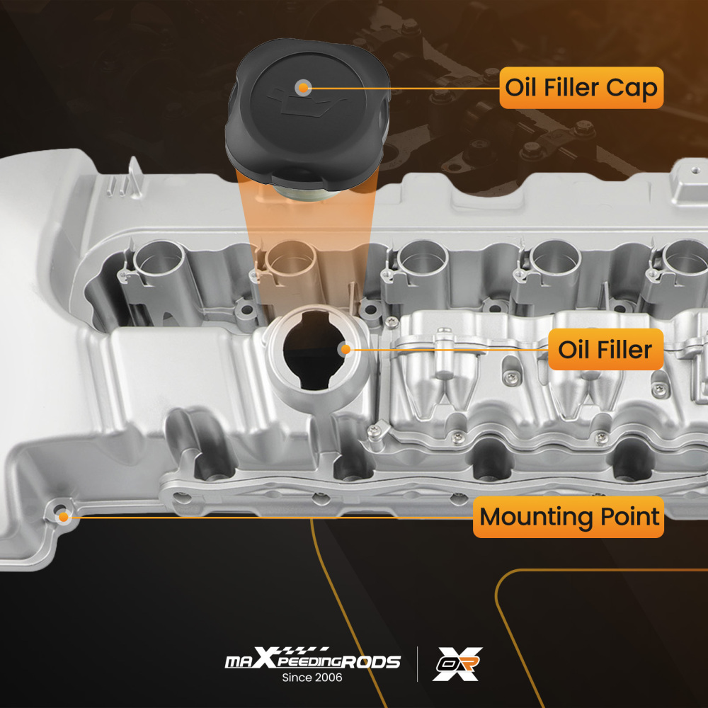 Aluminum Valve Cover w/ Gasket compatible for BMW N54 135i 335i 335xi 535i 740i X6 Z4
