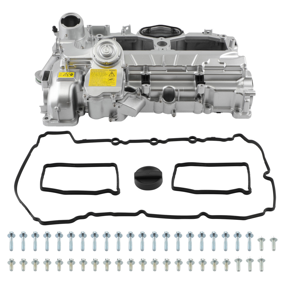 Aluminum Valve Cover Kit w/ Gasket Cap compatible for BMW N20 320i 328i 528i X3 X5 X1 2.0L