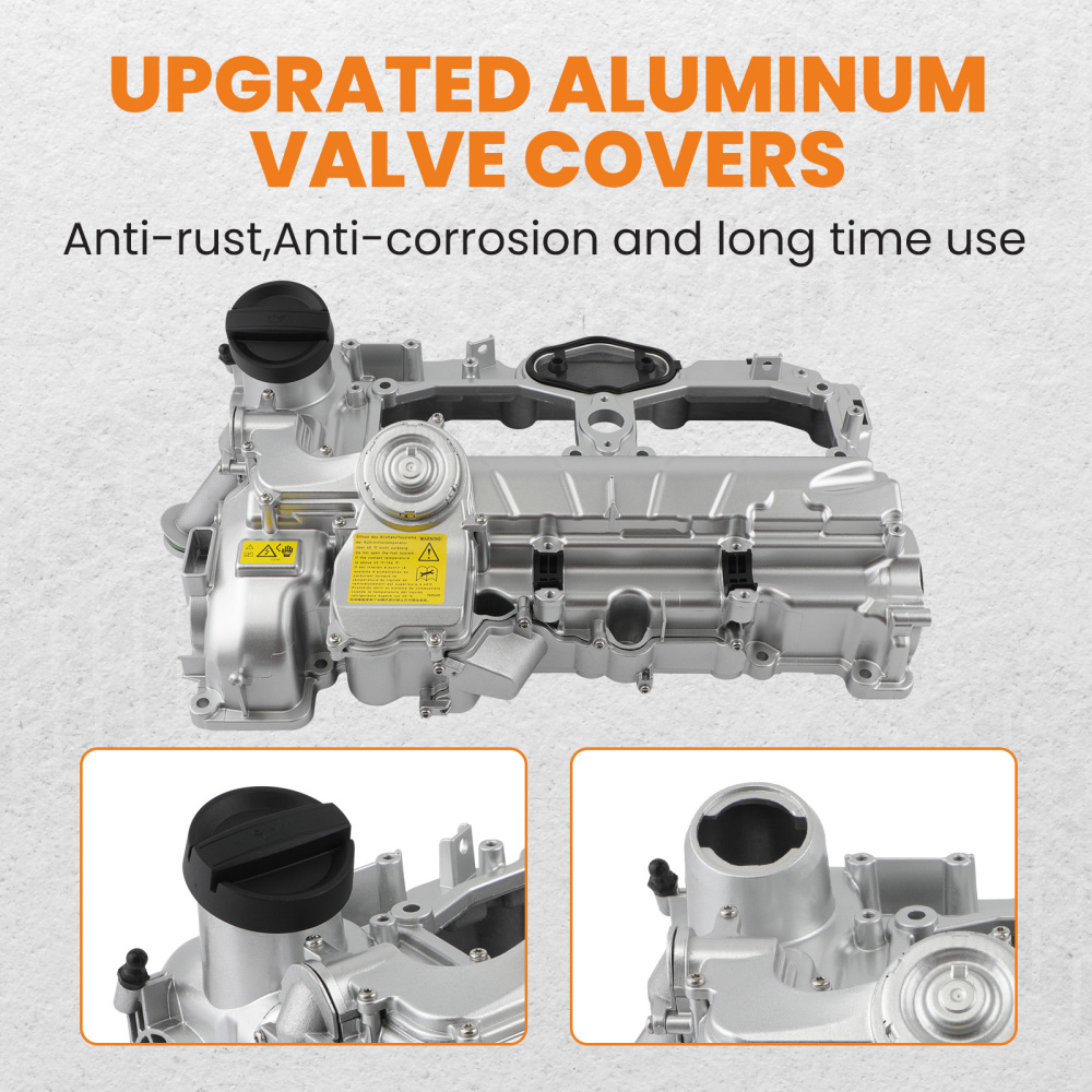 Aluminum Valve Cover Kit w/ Gasket Cap compatible for BMW N20 320i 328i 528i X3 X5 X1 2.0L