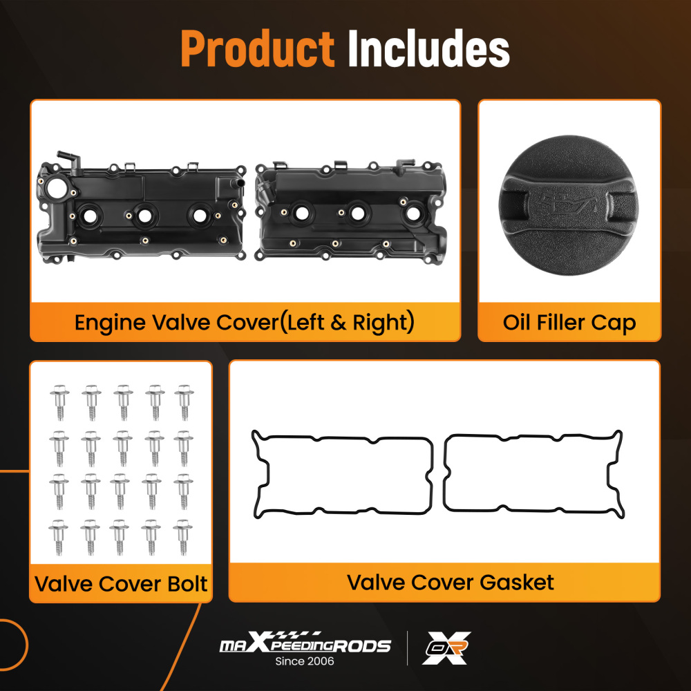 Valve Cover LeftRight w/ Gasket compatible for Nissan Pathfinder compatible for Infiniti QX4 3.5L 02-04