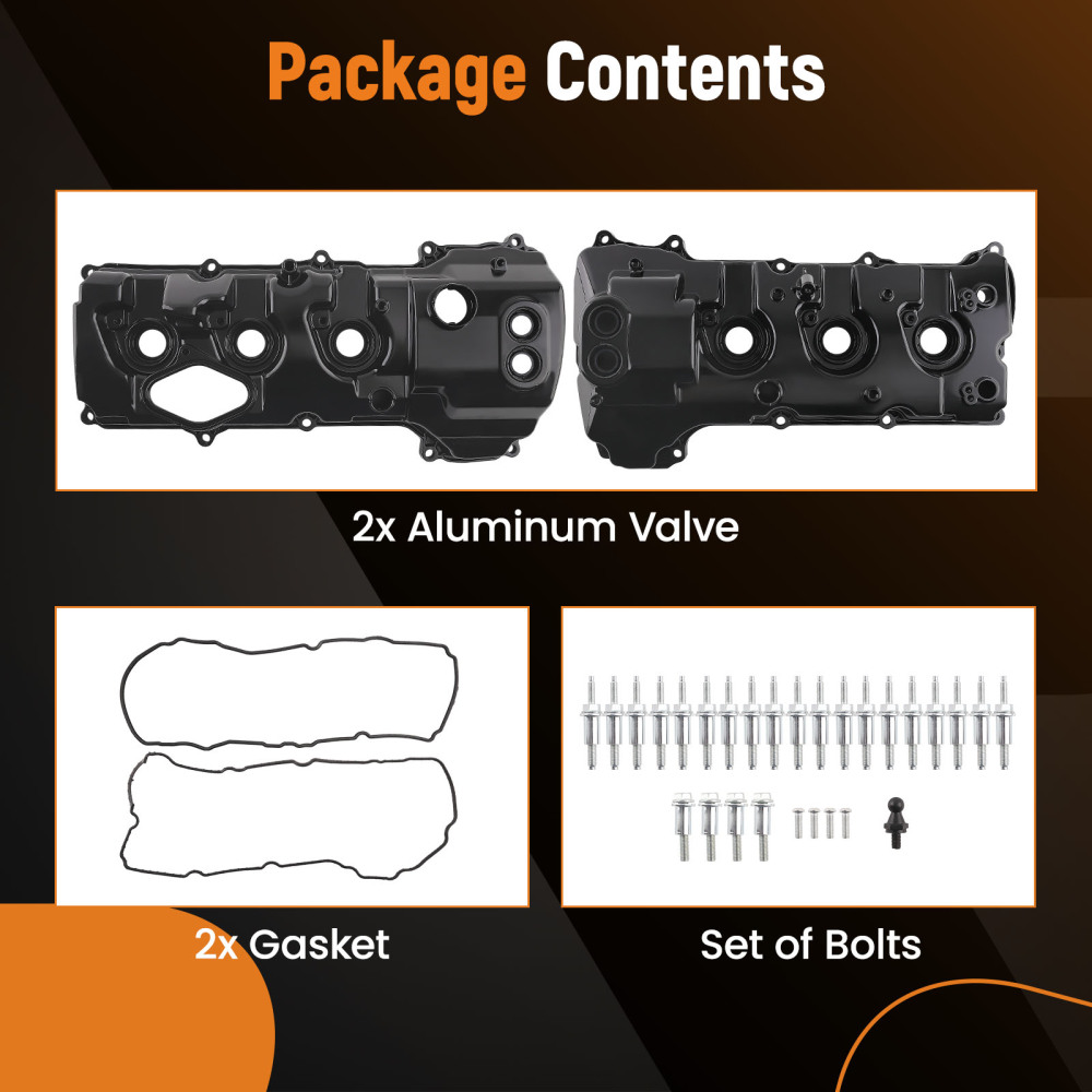 2* Aluminum Engine Valve Cover compatible for Ford Transit-150 250 350 3.5L V6 2015-2023