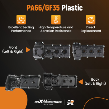 2x Engine Valve Cover Left Right compatible for Ford Explorer F150 compatible for Taurus 3.5L 3.7L DOHC