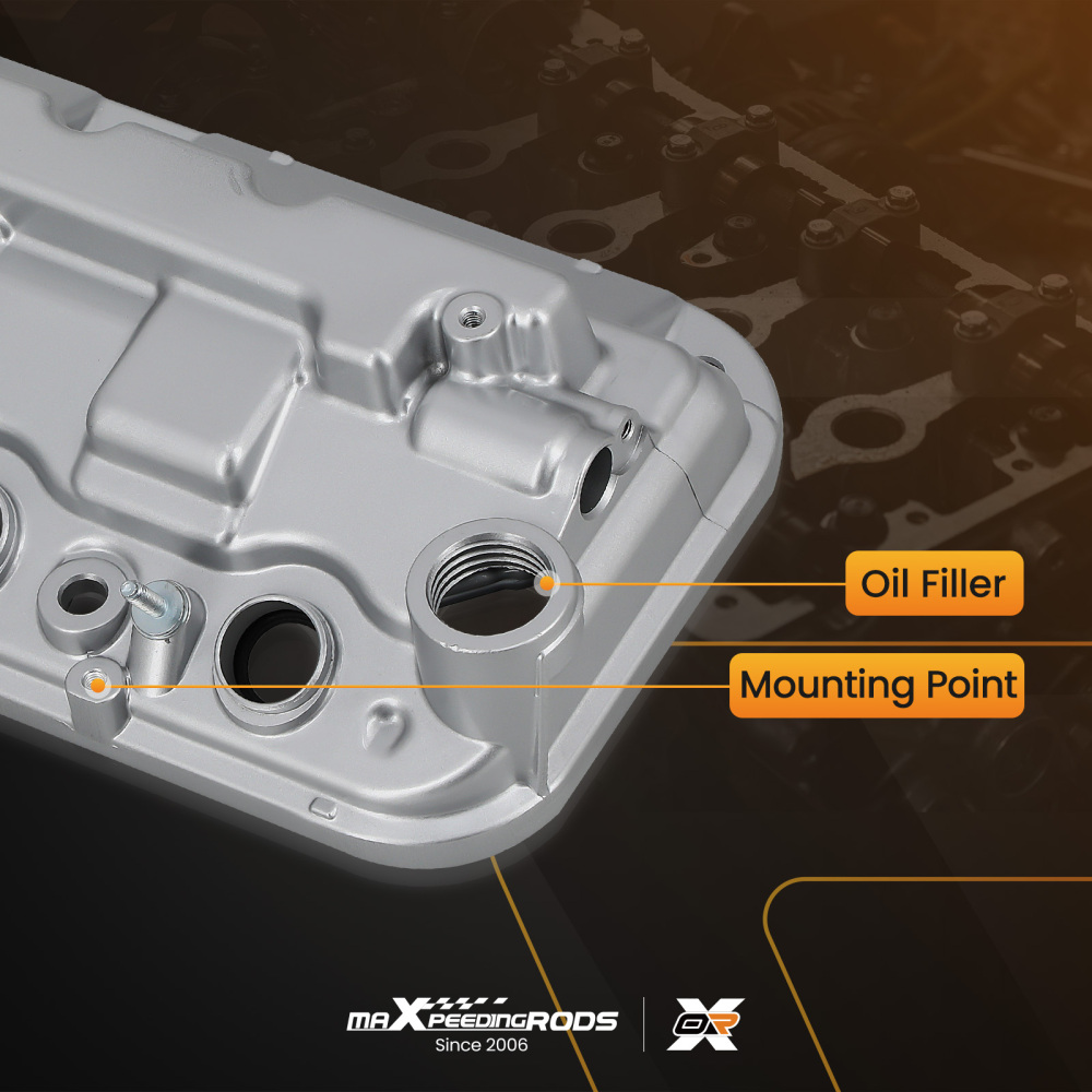 Aluminum Front Engine Valve Cover compatible for Honda Accord Odyssey Pilot Ridgelin 3.5L
