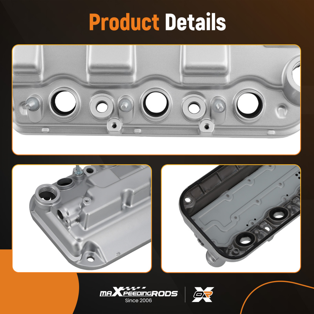 Aluminum Front Engine Valve Cover compatible for Honda Accord Odyssey Pilot Ridgelin 3.5L