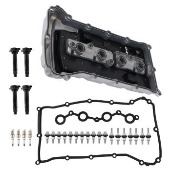 Aluminum Valve Cover + 4 Coils compatible for Chrysler 200 compatible for Dodge Avenger 2.4L 2008-2014
