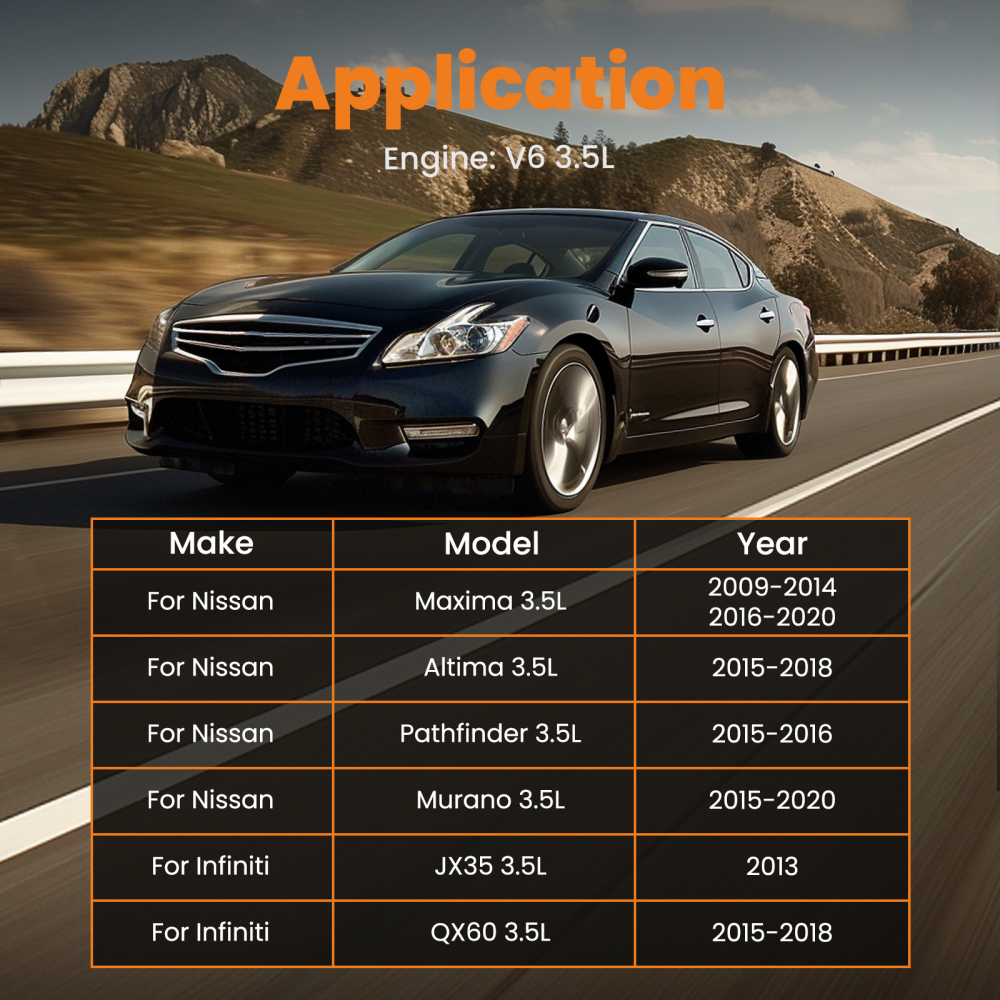 2* Aluminum Valve Covers compatible for Nissan Maxima V6 3.5L 2009-2020 13264-9N00A