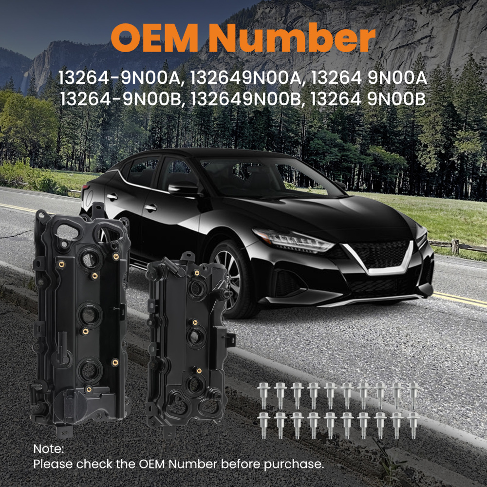 2pc Valve Covers Set w/ Gasket compatible for Nissan Maxima 2009-2020 Murano 3.5L 2015-2020
