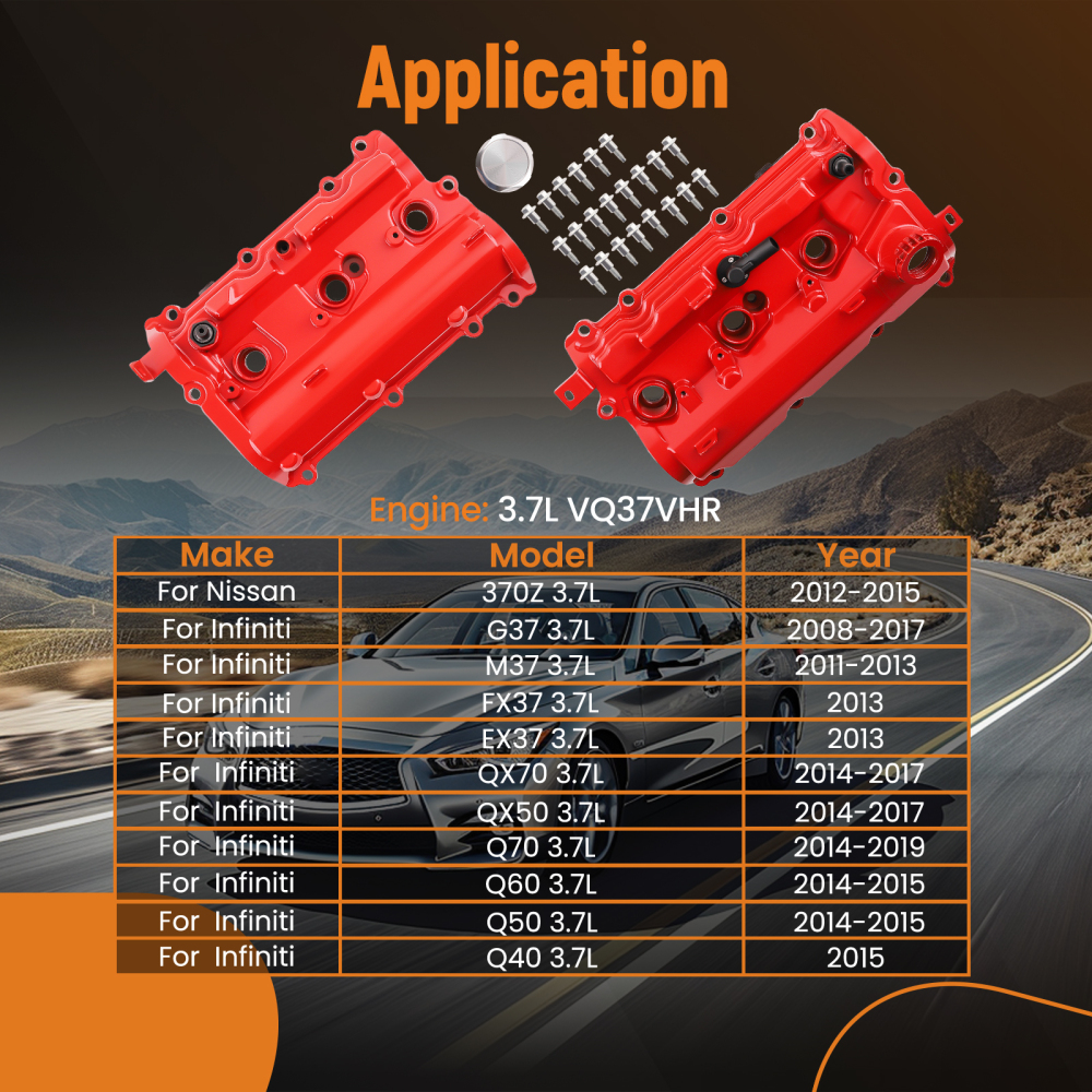 2x Aluminum Valve CoverGasket Set compatible for Infiniti G37 3.7L 2008-2013 13264-EY01E