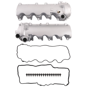 2pc Aluminum Valve Cover Set compatible for Lincoln Navigator V8 5.4L 2005-2014 9L1Z6582C