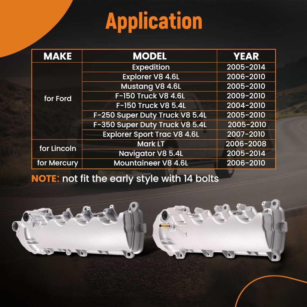 2pc Aluminum Valve Cover Set compatible for Lincoln Navigator V8 5.4L 2005-2014 9L1Z6582C