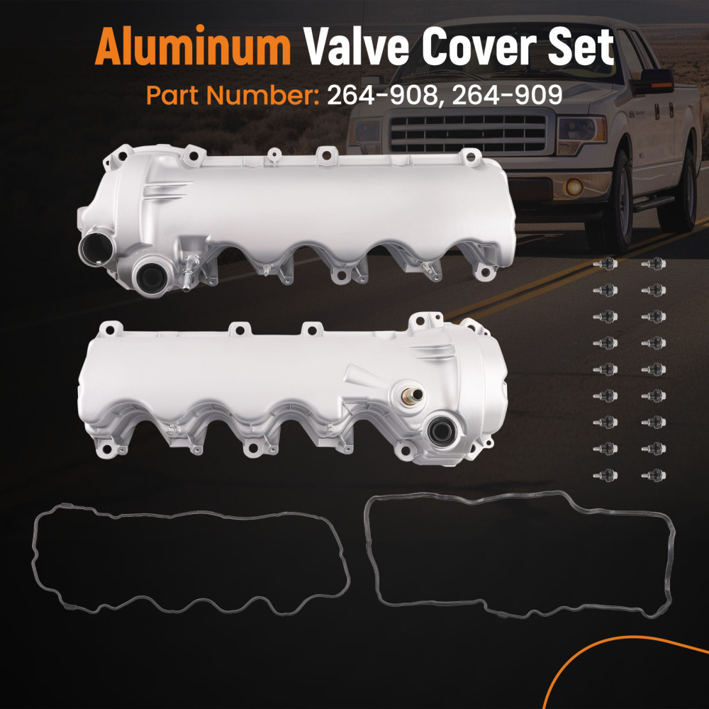 2pc Aluminum Valve Cover Set compatible for Lincoln Navigator V8 5.4L 2005-2014 9L1Z6582C