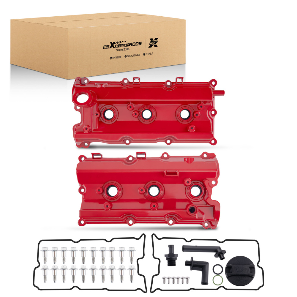 2x Aluminum Valve Cover w/ Gasket Kit compatible for Infiniti FX35 G35 M35 compatible for Nissan 350Z
