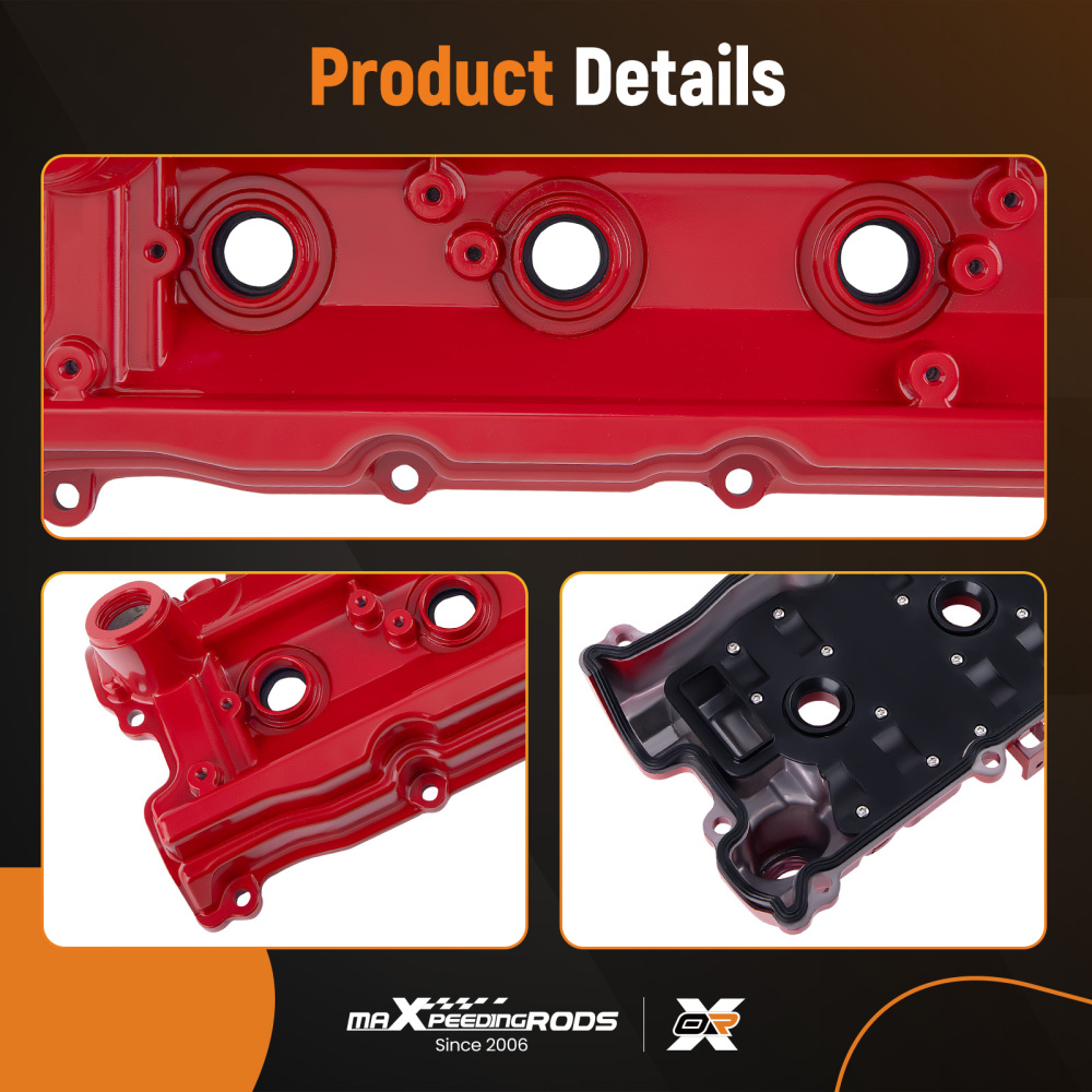 2x Aluminum Valve Cover w/ Gasket Kit compatible for Infiniti FX35 G35 M35 compatible for Nissan 350Z