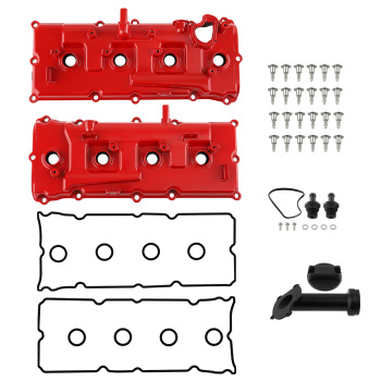 Aluminum Red Valve Covers compatible for Nissan Armada Titan Pathfinder QX56 5.6L 2004-2016