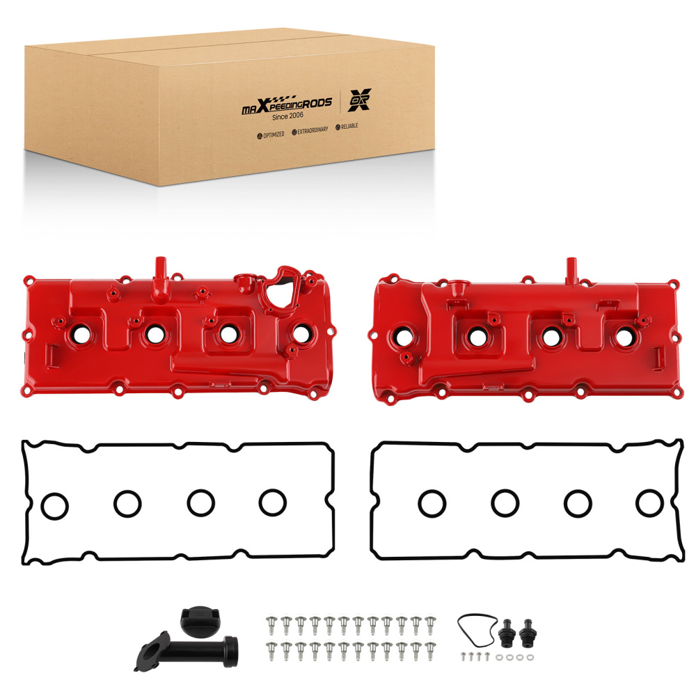 Aluminum Red Valve Covers compatible for Nissan Armada Titan Pathfinder QX56 5.6L 2004-2016