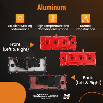 Aluminum Red Valve Covers compatible for Nissan Armada Titan Pathfinder QX56 5.6L 2004-2016