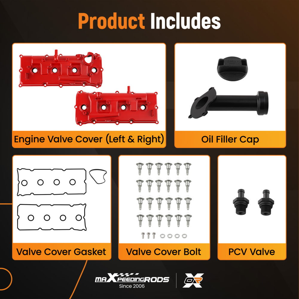 Aluminum Red Valve Covers compatible for Nissan Armada Titan Pathfinder QX56 5.6L 2004-2016