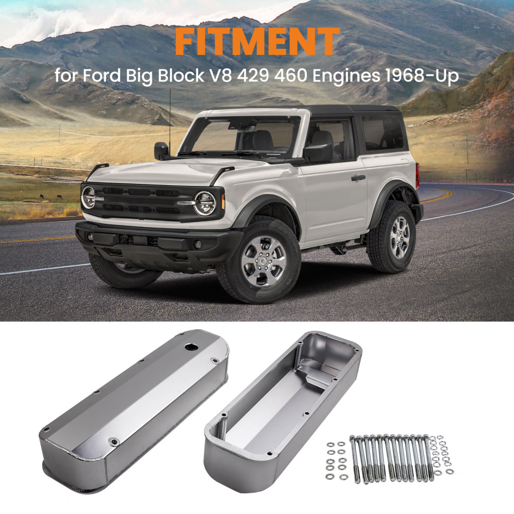 Compatible for Ford BBF 429 460 1968-Up Big Block compatible for V8 Fabricated Aluminum Tall Valve Cover