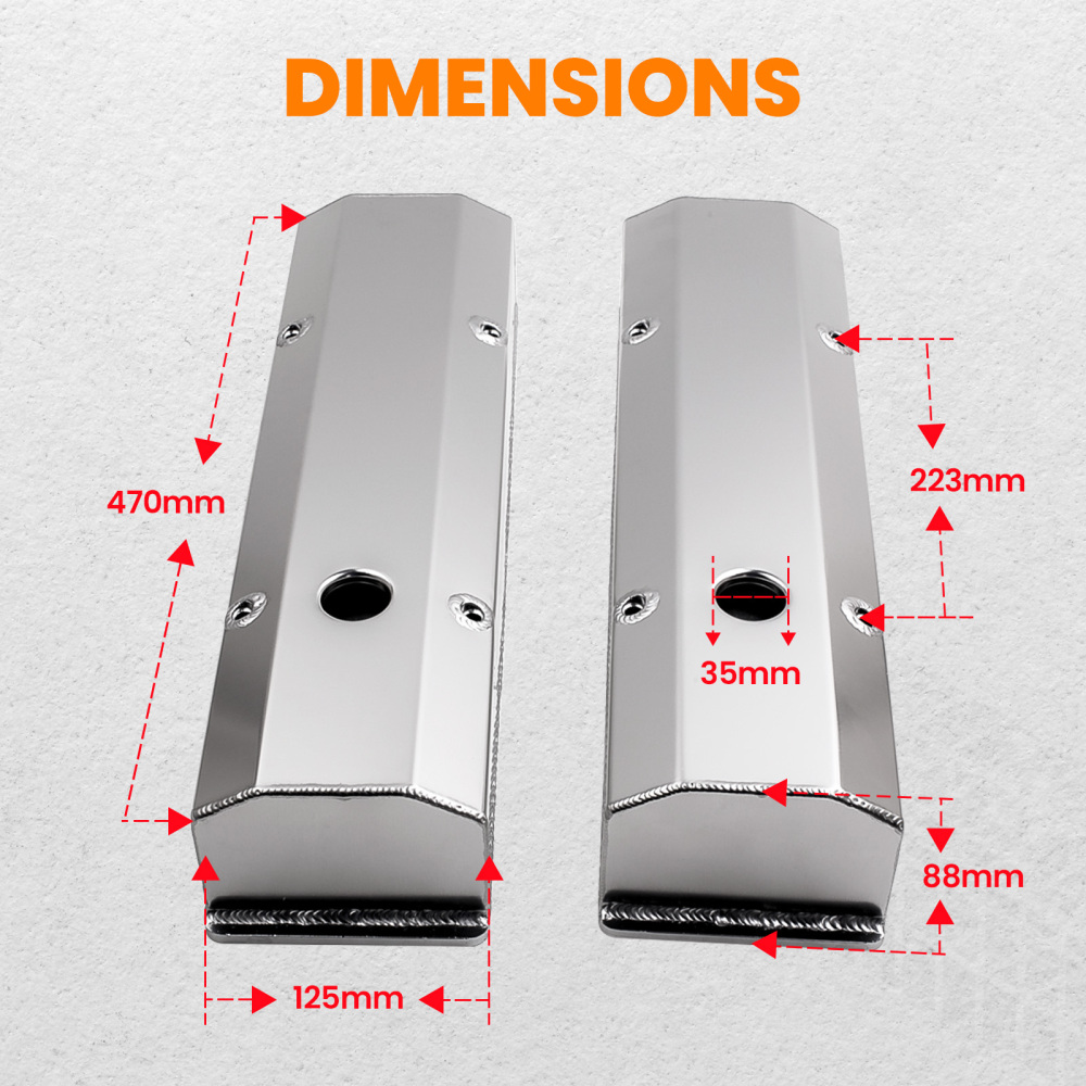 For Small Block compatible for Chevy-SATIN Fabricated Aluminum Valve Covers 58-86 SBC 283 302