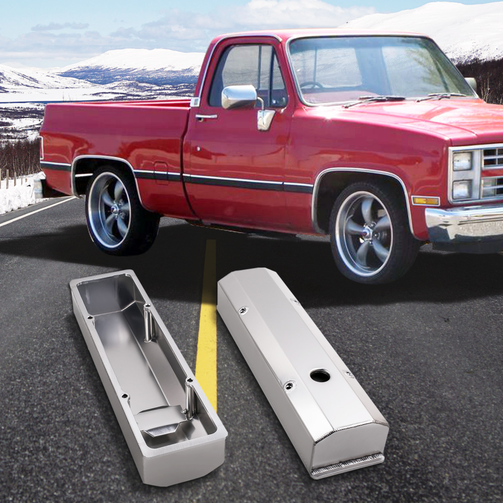 For Small Block compatible for Chevy-SATIN Fabricated Aluminum Valve Covers 58-86 SBC 283 302