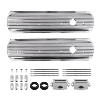 2xFabricated Aluminum Valve Covers Center Bolt For SBC Small Block compatible for Chevy engines