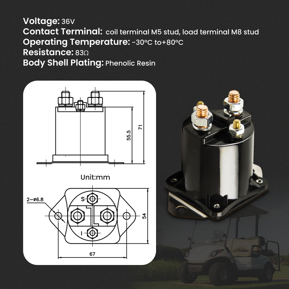 For 8016 Club Car compatible for DS Golf Cart Part 36 Volt 36V Solenoid 1976 - 1998 4 Terminal