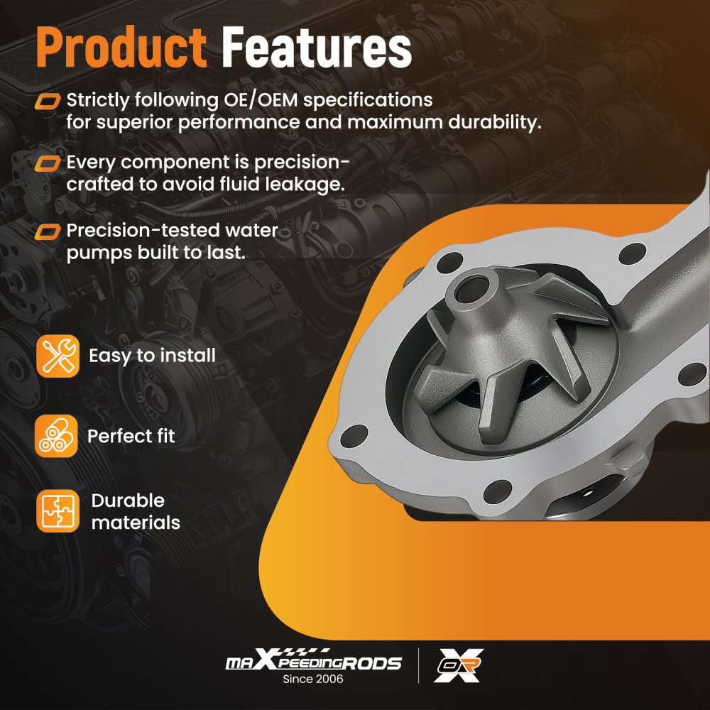 Coolant Water Pump compatible for Land Rover Discovery 2.5L 94-98 PEB500090 300TDI Direct