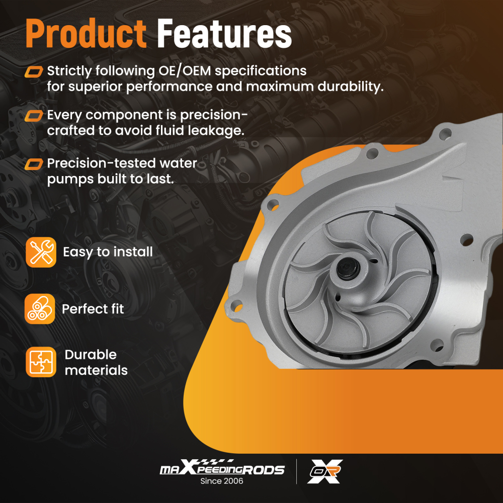 Belt Driven Water Pump compatible for Mercedes Sprinter 3.5T AWD B906 2006-18 6512000202