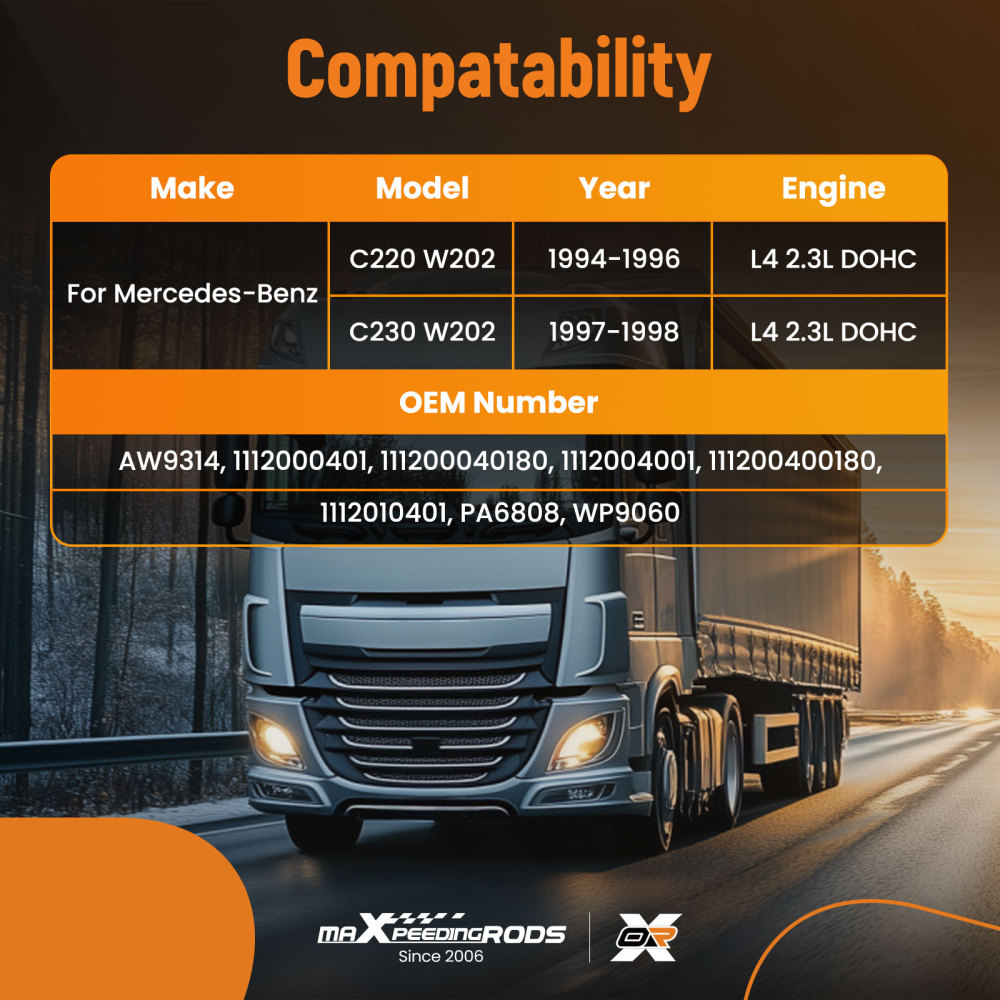 Coolant System Water Pump compatible for Mercedes-Benz C220 C230 W202 2.3L 1994-98 PA6808