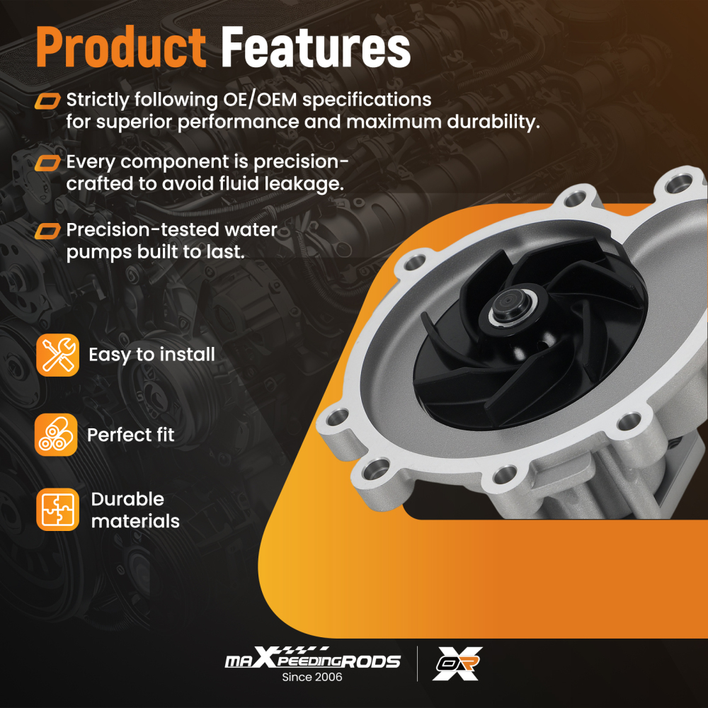 Belt Driven Coolant Pump compatible for Porsche Cayenne V8 4.5L 2003-2006 94810601102