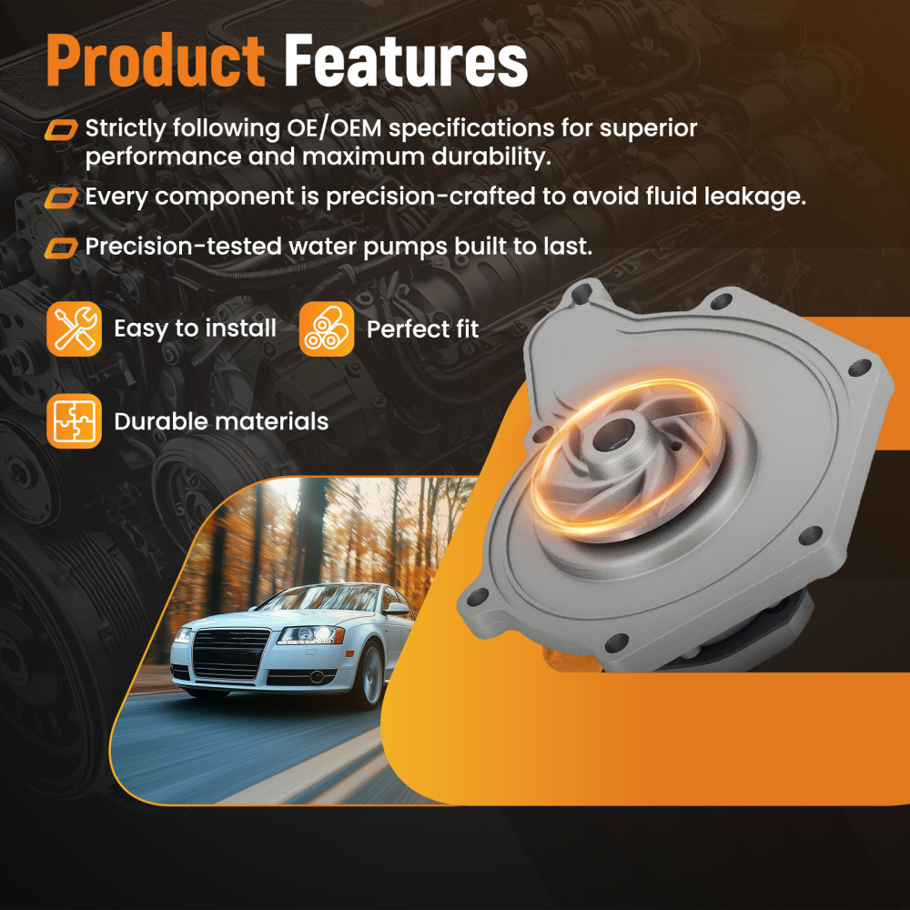 Coolant Water Pump compatible for Audi A4/A6/Q5 3.2L 2006-2010 95510603311