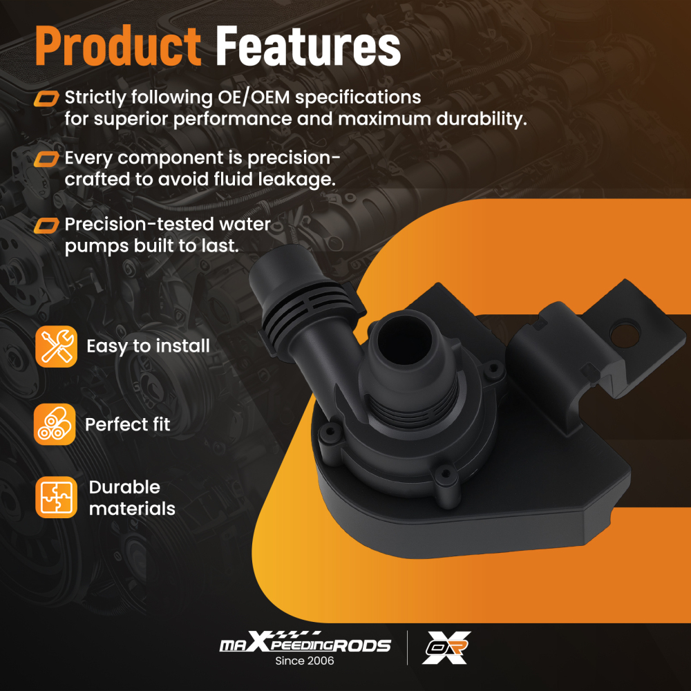 Auxiliary Coolant Pump compatible for BMW 645Ci 650i 745i 2002-2010 64116988960