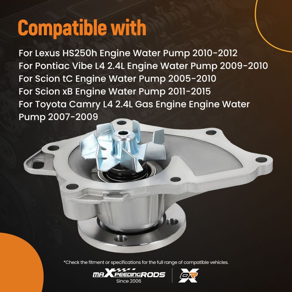 Belt Driven Water Pump compatible for Scion tC 2005-2010 16100-28040 Direct Replace