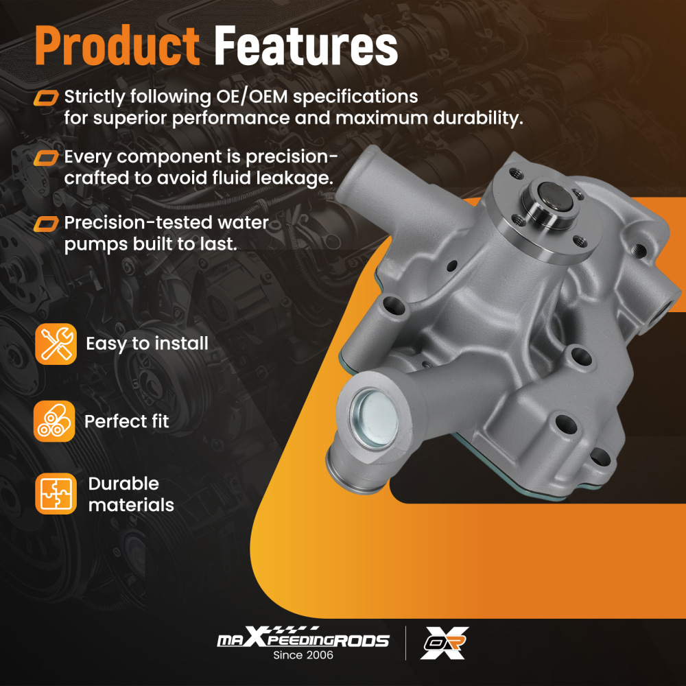 Coolant Water Pump for Yanmar 3TNM68 3TNA70 119660-42004 119660-42009 Belt Drive