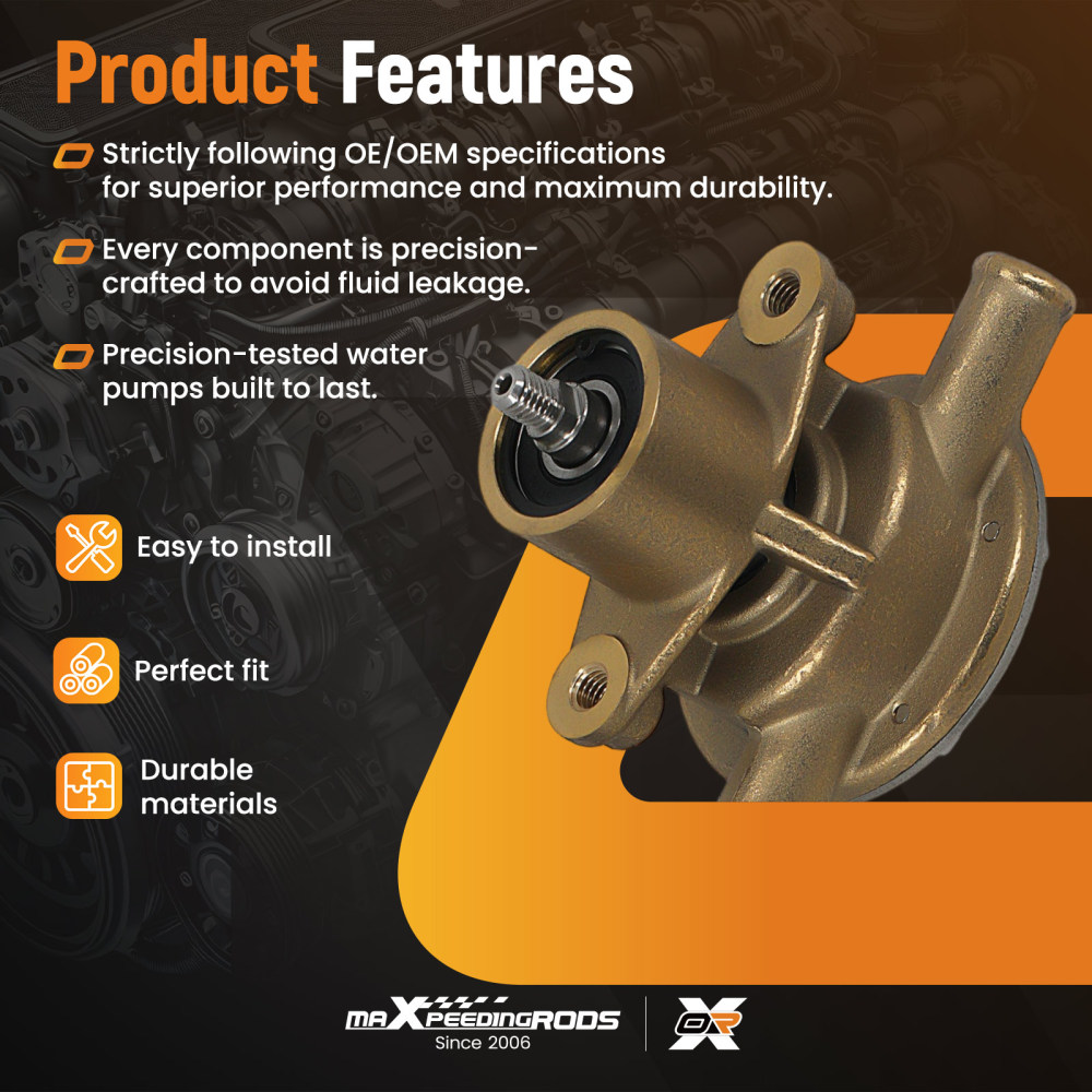 Sea Water Pump for Yanmar 2GM 3GM 128377-42500 10-24509-02, 17mm Brass Inlet